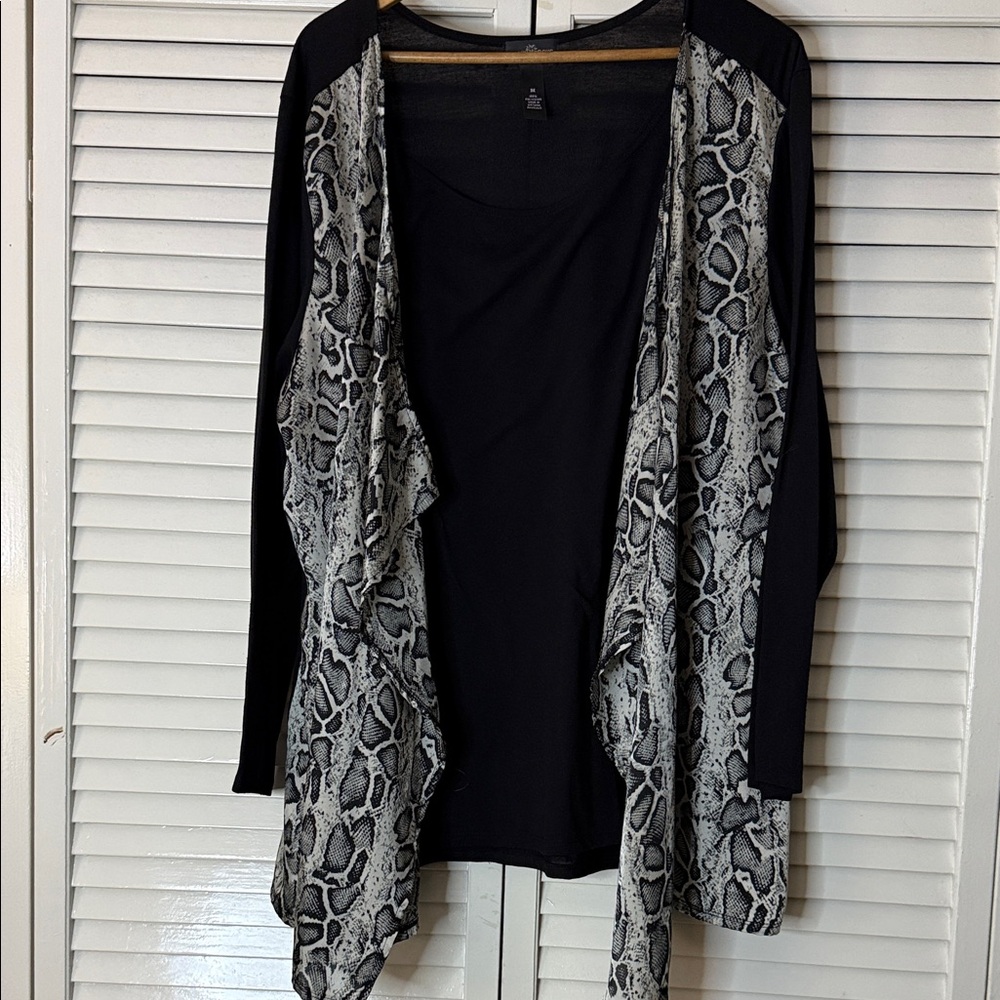 Elegant Black and Gray Women's Cardigan